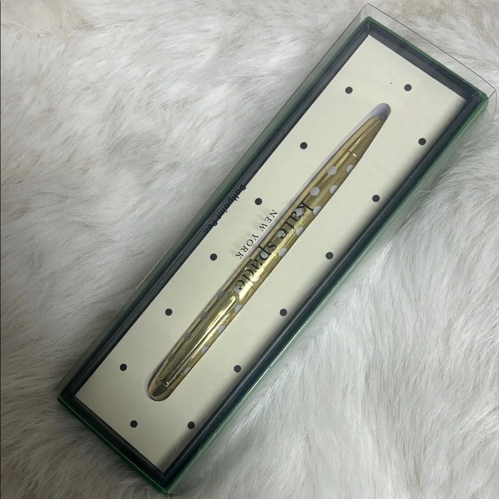 Kate Spade Gold and White Polka Dot Pen - Picture 3 of 3